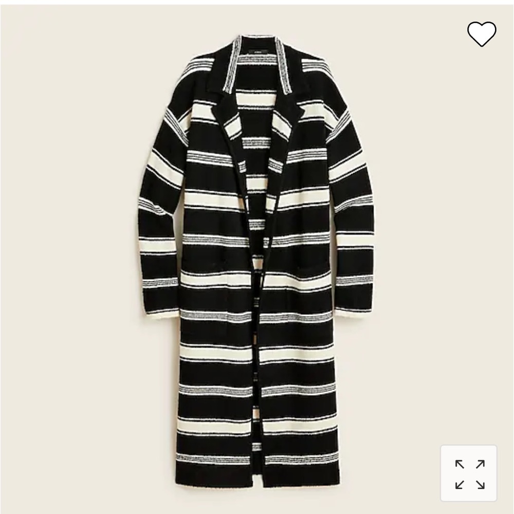 New J.Crew Long sweater coat stripe BA341